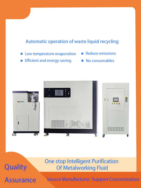 Automatic Pressure Control Cutting Fluid Recycling Unit Operating at or Below 80 Degrees Celsius Providing Fluid Management